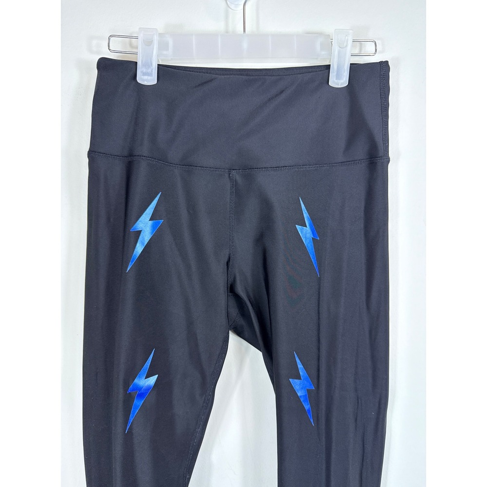 Electric Yoga Leggings Black Blue Lightning Bolt Athleisure Women Size Small - Picture 2 of 7
